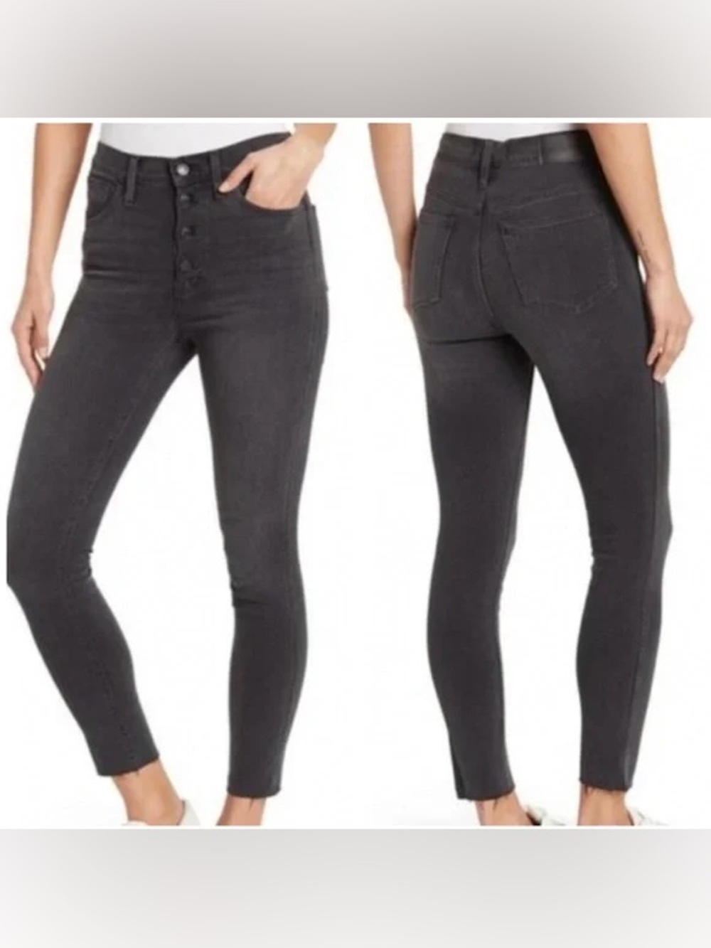 Madewell 30 10” high-rise skinny with button front, Lunar Wash